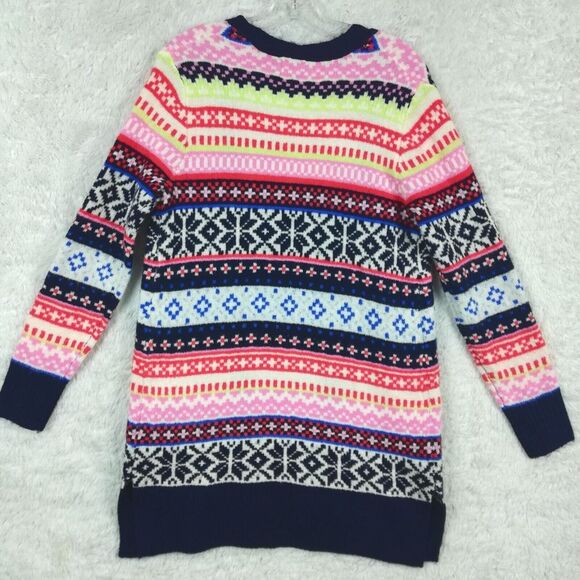 Old Navy Womens Sweater Cardigan Fair Isle Long Spongy Longlin Bright Stripe S - Picture 2 of 11